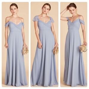 Birdy Grey Spence Convertible Chiffon‎ Bridesmaid Dress in Dusty Blue Sz M NEW